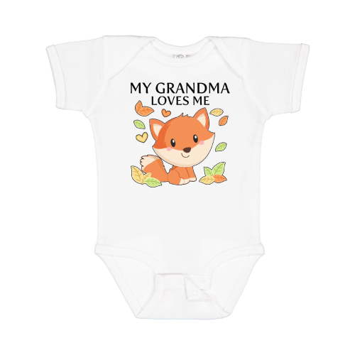 Inktastic My Grandma Loves Me Little Fox Boys or Girls Baby Bodysuit