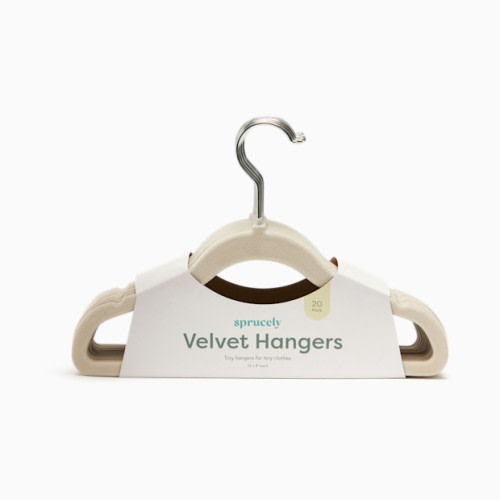 Sprucely Non-Slip Velvet Hangers - Oat, 20