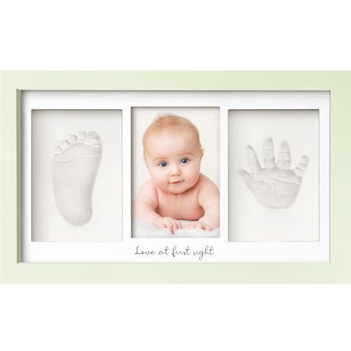 KeaBabies Baby Hand and Footprint Kit - Clay Handprint Keepsake Frame, Newborn Nursery Picture Frame, Personalized New Mom Gifts for Baby First Christmas Shower (Sage)