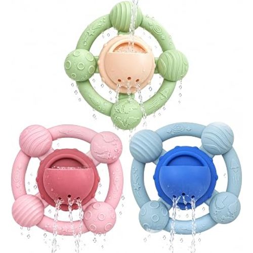 Baby Bath Toys 6-12 Months, Silicone Suction Cup Spinner Sensory Toys