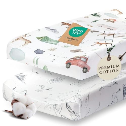 Pobi Baby Changing Pad Cover for Boys, Soft Cotton, 2 Pack (Explore)