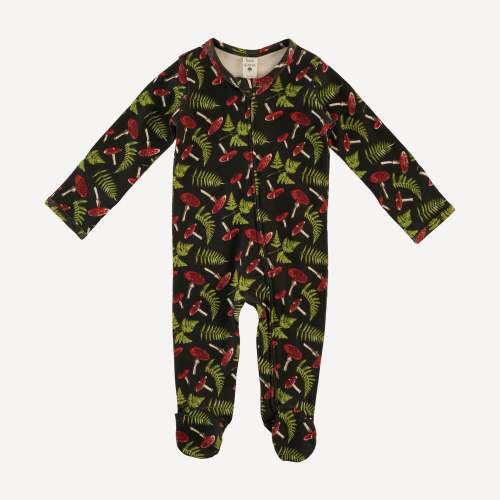 long sleeve two way zipper footie | scarlet mushroom fern | organic co – kate quinn