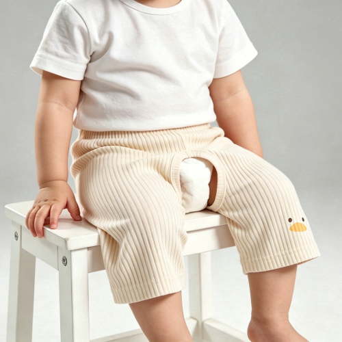 Kids Boys Yellow Cotton Shorts Easy Change Potty Training Kids Shorts Soft Breathable Kids Summer Pull-On Shorts 6-36 Months,Size 6-9 Months
