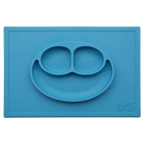 ezpz Happy Mat - One-Piece Silicone placemat + Plate (Blue)