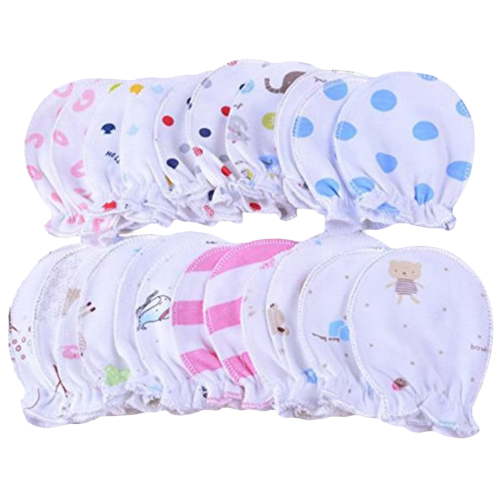Fdelink Hand Protector-New Arrival, Newborn Baby Cotton Gloves No Scratch Mittens for 6 Months Infant Boys Girls 5 Pairs