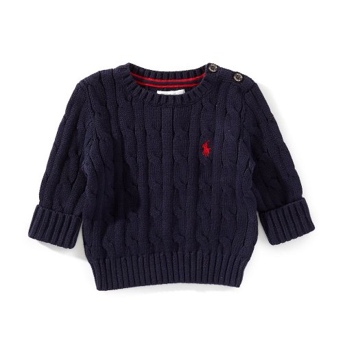Ralph Lauren Baby Boys Long Sleeve Cable-Knit Cotton Sweater