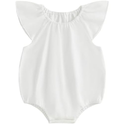 Mubineo Baby Girl Boy Summer Clothes Cute Cotton Romper Basic Plain Ruffle Sleeveless Rompers Comfy Newborn Tops Outfit