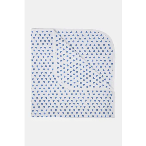 Infant Hearts Receiving Blanket - BLUE