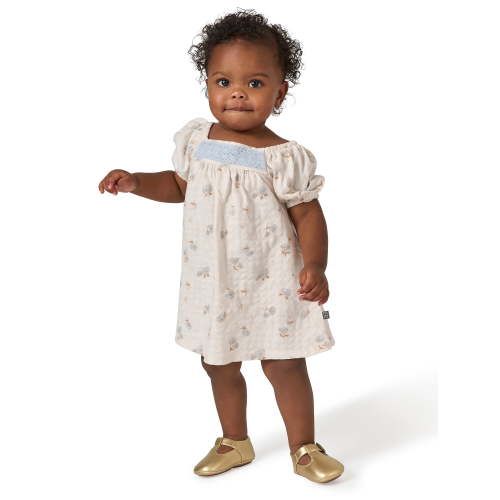 Modern Moments by Gerber Baby Girl Puff Sleeve Dress and Diaper Cover, 2-Piece, Sizes 0/3 Months - 24 Months