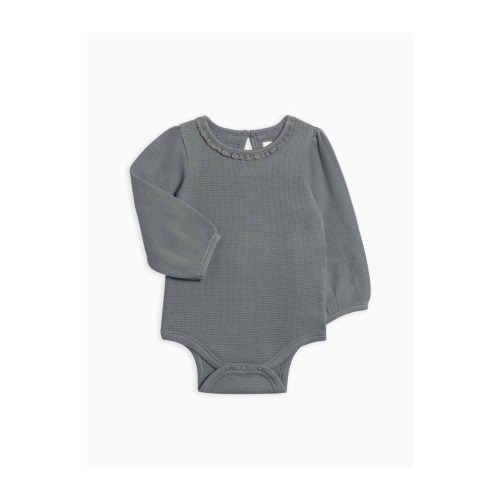 Langley Waffle Knit Lace Neckline Bodysuit, 0-3M