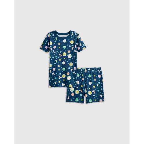 100% Organic Cotton Short Sleeve and Shorts Pajama Set in Planets