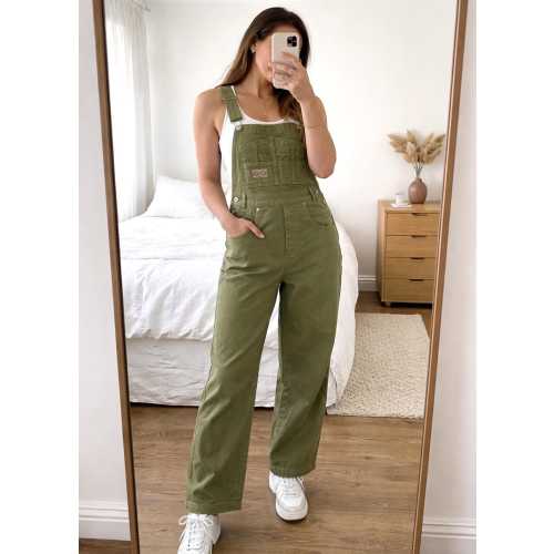 Womens Retro-Inspired Twill Cotton Dungaree Utility Artist Gardener Pottery Jumpsuit Bib Overalls