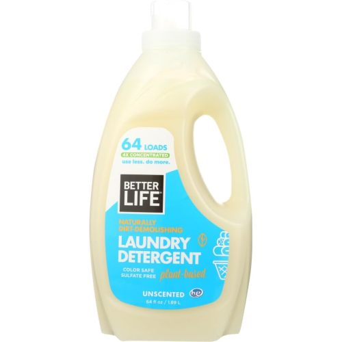 BETTER LIFE Laundry Detergent - Concentrated Liquid Laundry Soap for Automatic Washing Machine - Gentle Unscented Laundry Supplies for Sensitive Skin - 64oz