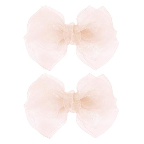 4-Inch Organza Double Hair Bows Alligator Clips 2PCS Nude Colors Mesh Ribbon Tulle Decorative Hair Bow Barrettes New Year Party Dress Accessory for Toddler Girls Children Teens