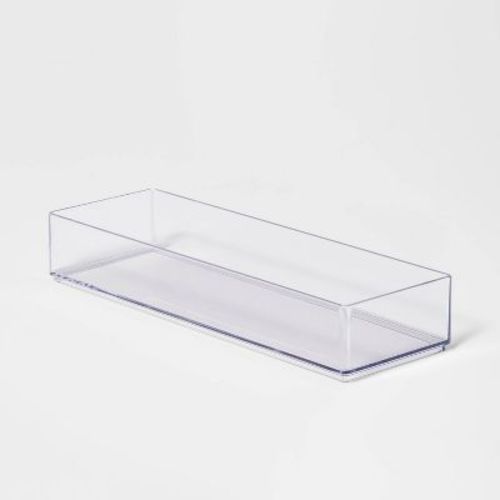 Medium 12"x4"x2" Plastic Organizer Tray Clear - Brightroom™: Bathroom PET Organizer Bin