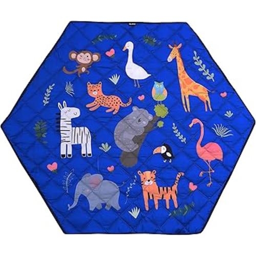 Klassy Hexagon Playpen Mat for Kids, Teepee Tent, Kids Crawling Mat, Non-Slip Water-resistant Nursery Rug, Baby Waterproof Playmat, Hexagon Rug Mat, Princess Tent Rug (Blue)