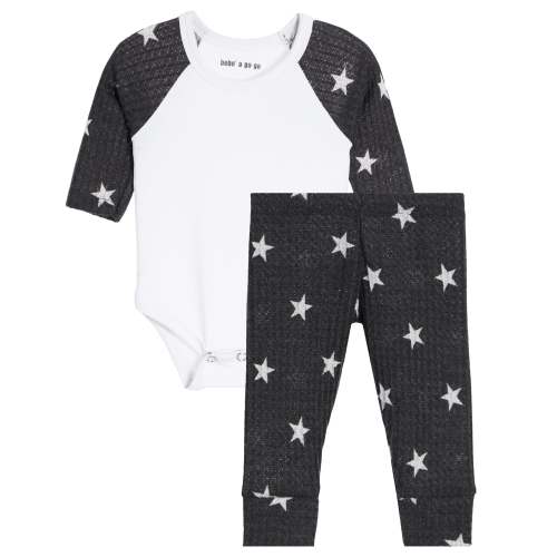 2pc Waffle Star Raglan Onesie Set