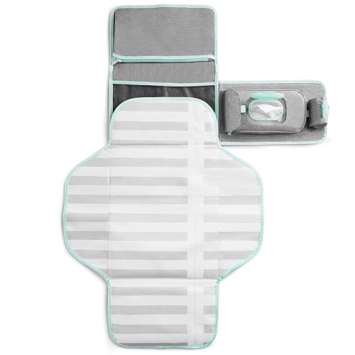 Munchkin Portable Changing Pad – Lightweight and Compact Baby Diaper Changing Mat with Silver-Ion Technology, Includes 12 Diaper Disposal Bags, Grey