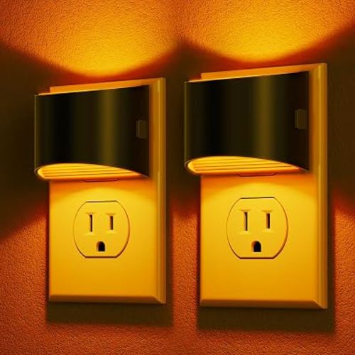 DORESshop LED Night Light[2 Pack], Night Lights Plug into Wall, 3 Level Brightness Adjustable Plug in Night Light, Dusk to Dawn Sensor, Nightlights for Adults, Bedroom, Bathroom, Hallway, Amber
