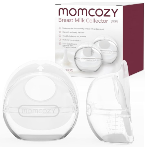 Momcozy Breast Milk Collector, Milk Collectors for Breastfeeding, Reusable Breast Milk Shells, Silicone Catcher with More Fit & Soft (3oz/90ml, 2 Counts)