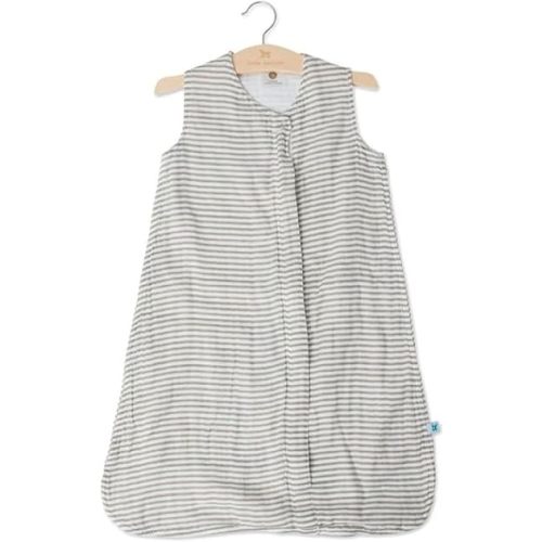 Little Unicorn 0-6 Month Premium Muslin Sleep Sack 1.1 TOG | Soft & Breathable Muslin Cotton for safer sleep | 2 way zipper (Grey Stripe)