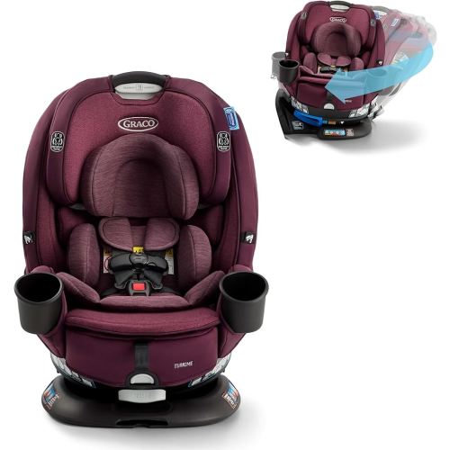 Graco Turn2Me 3-in-1 Rotating Convertible Car Seat, London, Rear-Facing Rotation, Forward-Facing Mode, Highback Booster Up to 100 lbs, Adjustable Headrest & Harness, Steel Reinforced Frame