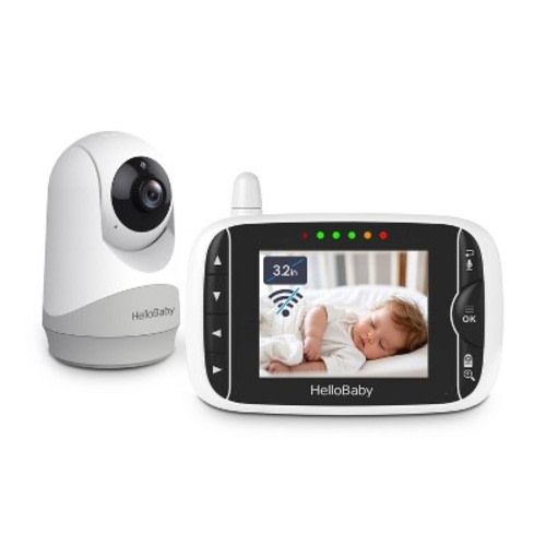 HelloBaby 3.2" Video Baby Monitor with Remote Pan-Tilt Zoom  - White
