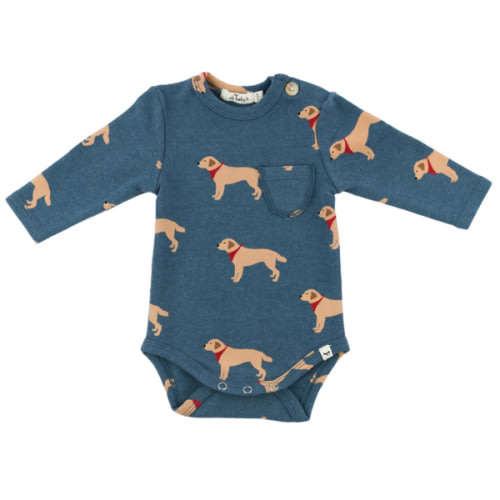 oh baby! Long Sleeve Pocket Onesie - Labs - Ocean