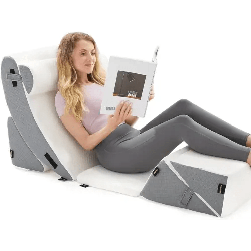 6PCS Orthopedic Bed Wedge Pillow Set for Sleeping - Memory Foam Wedge Pillows for After Surgery for Heartburn & Acid Reflux & Snoring&Neck Back and Leg Pain Relief - with Washable Cover