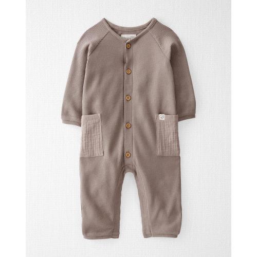 Baby Waffle Knit Jumpsuit Made With Organic Cotton in Taupe - Style,Washed Taupe