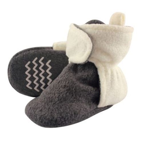 Hudson Baby Baby and Toddler Cozy Fleece Booties, Heather Charcoal Cream