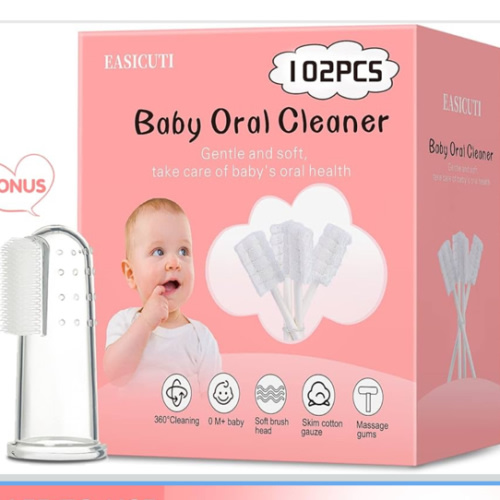 102PCS Baby Tongue Cleaner, Newborn Baby Oral Cleaner, Disposable Infant Gum Cleaner, Gauze Dental Care for 0-36 Months + 1 Finger Toothbrush with Case