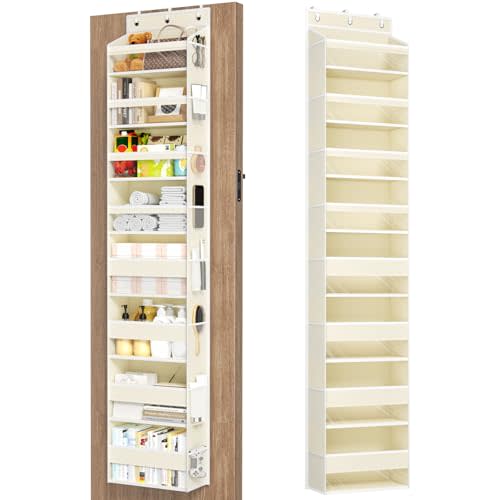 Mefirt Over The Door Organizer, 8 Shelf Door Hanging Organizers with 8 Large Capacity Pockets, Back of Door Organizer Storage Hanging Shelves for Closet Bathroom Bedroom Nursery