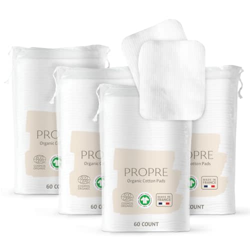 Propre Baby XL Organic Cotton Pads, 4-Pack, 240ct | Premium European style, 100% organic, GOTS certified, dry wipes, ultra-thick & lint-free, for diaper changes & makeup removal