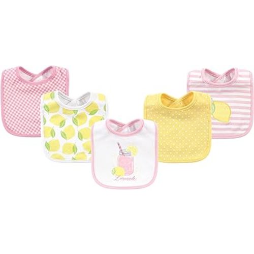 Hudson Baby Unisex Baby Cotton Bibs, Lemonade, One Size