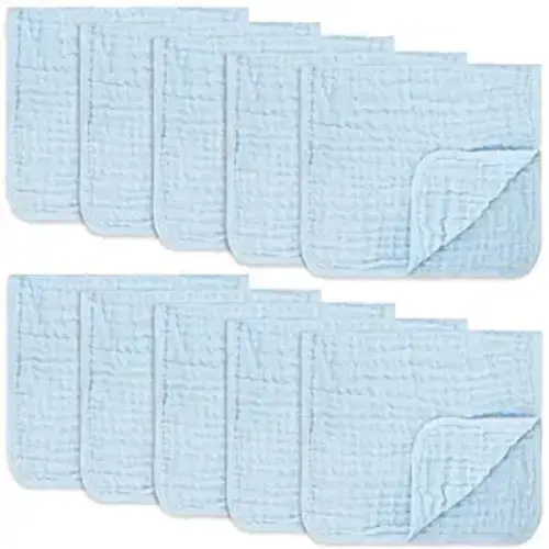 Comfy Cubs Muslin Burp Cloths Large (Sky Blue)
