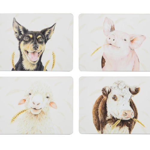 Farmyard Faces Assorted 4pk Placemat – Ashdene