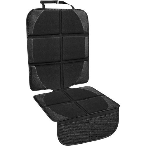 Car Seat Protector for Child and Baby Car Seats, Premium Fabric Waterproof Cover with Non-Slip Backing, Thick Padding, and Storage Pockets - Universal Size for Baby, Pet, and Vehicle Protection