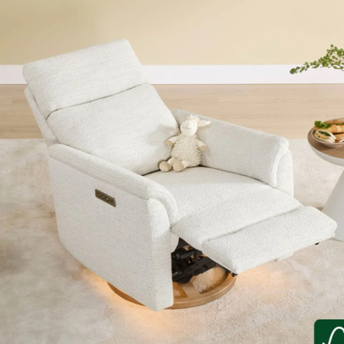 Lulla Power Swivel Nursery Glider Recliner with Power Headrest and Nightlight