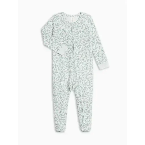 Colored Organics Peyton Zipper Sleeper  (0-3M) - Arbor Floral / Powder + Shell