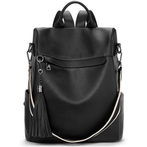 Telena Backpack Purse for Women, PU Leather Anti Theft Travel Purse Shoulder Bags with Tassel