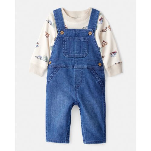 Baby Boy 2-Piece Car Overall Set - Cream | Carter's