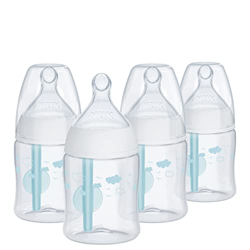 NUK Smooth Flow Pro Anti Colic Baby Bottle - Easy to Assemble and Clean & Reduces Newborn Spit-up & Gas, 5oz, 4-pack, Neutral