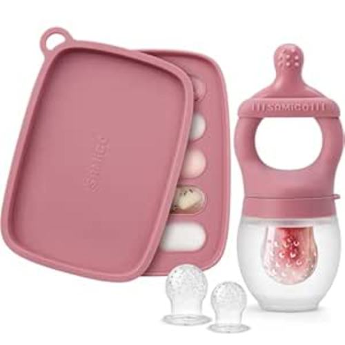 SAMiGO Baby Fruit Feeder Food Pacifier & Freezer Popsicle Mold for Teething