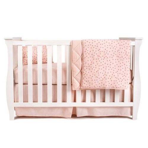 Ely's & Co. Baby Crib Bedding Sets Includes Crib Sheet, Quilted Blanket, Crib Skirt, and Baby Pillowcase (Pink Floral Design 4 Piece Set)