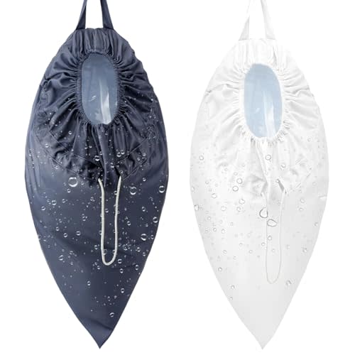 Tegeme 2 Pack Reusable Cloth Diaper Pail Liner Bags, Hangable Pail Liner with Strap, Reusable Laundry Bag Waterproof Pouch for Cloth Diaper, Laundry and Garbage, Grey & White