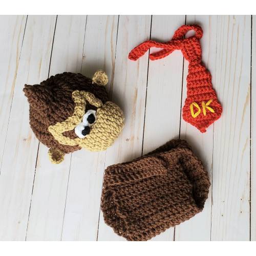 Baby Donkey Kong Costume, Nintendo Super Mario Kong Outfit, Coming Home, King Kong Gorilla Baby Photo Prop, Shower Gift, Halloween Costume