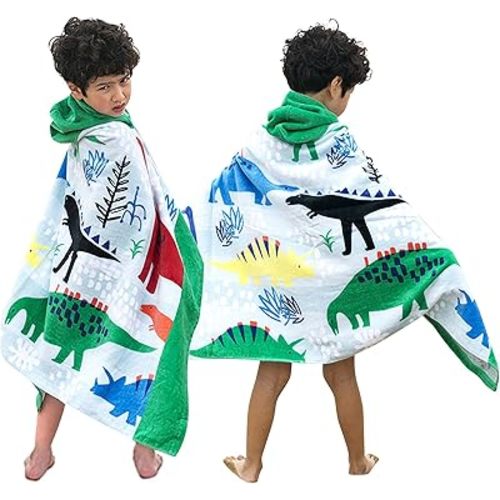 Kids Poncho Beach Towels with Hooded for Bath,Pool,Swim Girls Boys