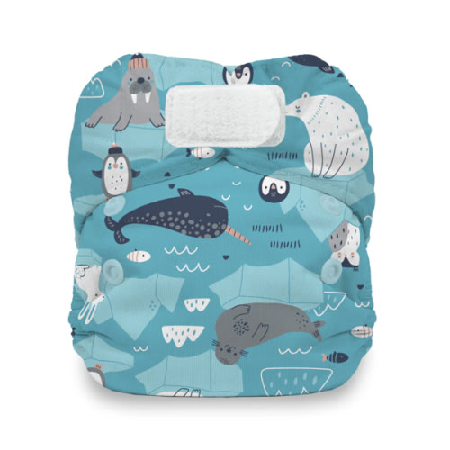 Thirsties Natural Newborn All-in-One: “Ice Flow”  print - Hook and Loop Closure