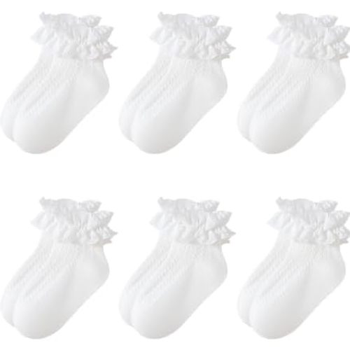 Toddler Ruffle Socks for Girls Baby Frilly Dress Lace Socks